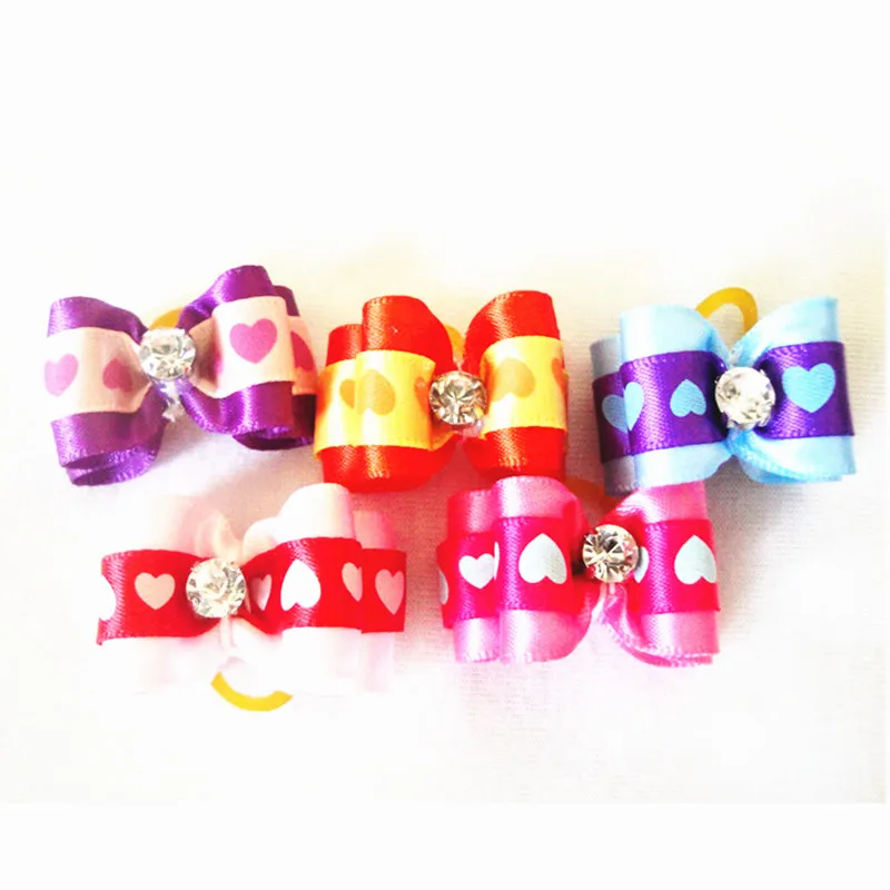 100 шт./лот аксессуары для собак с милым сердцем на День святого Валентина банты