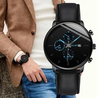luxury mens watch fashion sport wrist watch alloy case leather band watch quartz business wristwatch calendar clock montre homme