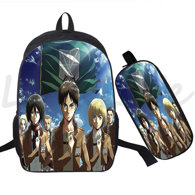 Рюкзак с героями аниме атака титана школьный ранец для учеников сумка на молнии