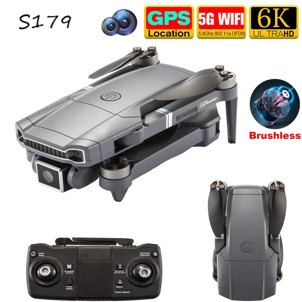 

S179 Long Distance Drone with Professional Camera 6K Hd GPS Professional 5G WiFi FPV Brushless Foldable Quadcopter