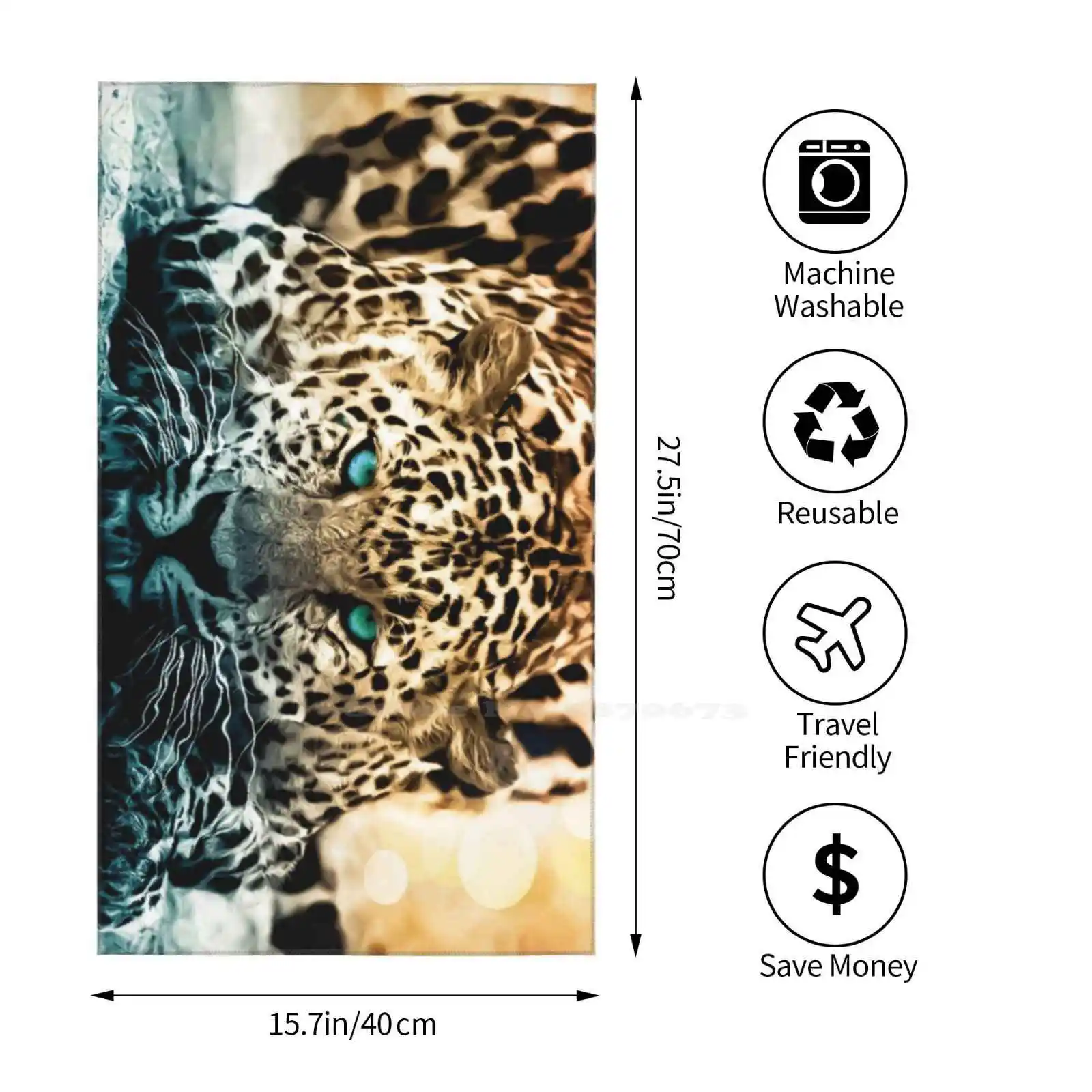 Банное полотенце с 3D-принтом Jaguar On The Hunt сильное поглощение воды для охоты