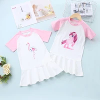 kids clothes cartoon animal horse and flamingo pattern short sleeve girls dresses casual kids dresses for girls summer 0 6y
