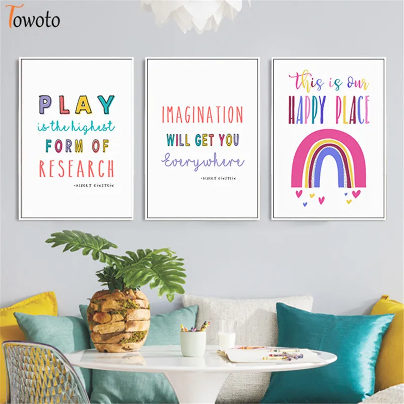 Красочные живопись на холсте мультфильмы для малышей Детская Wall Art спальня