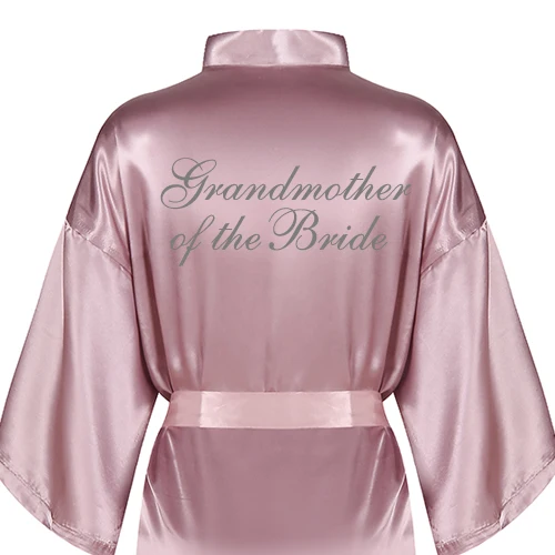 Сиреневый атласный шелковый халат для невесты женское серебристое свадебное