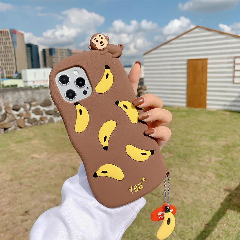 

Cute Animal Banana Monkey Silicone Soft Phone Case for IPhone 12 Mini 11 Pro Max X XS MAX XR 7 8 6S 6 PLUS SE 2020 Cartoon Cover