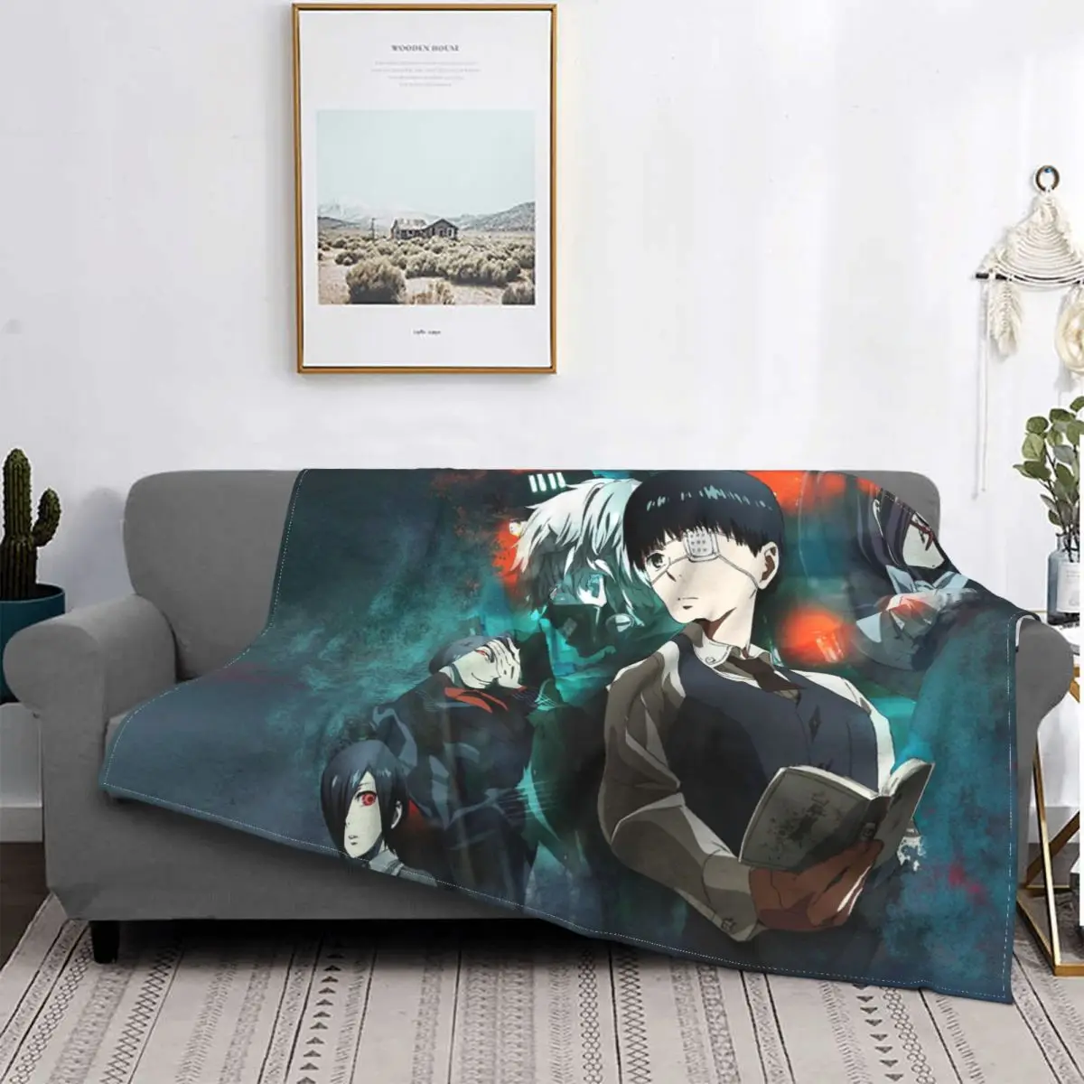 

Tokyo Ghoul Ken Kaneki Fantasy Manga Blankets Coral Fleece Plush Decoration Bedroom Bedding Couch Bedspread