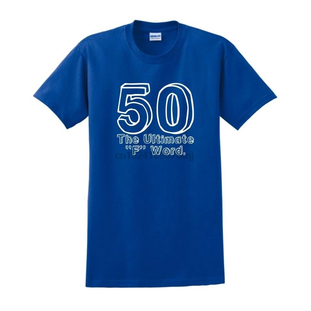 F слово смешной 50-й на день рождения с коротким рукавом Хлопок футболка для мужчин