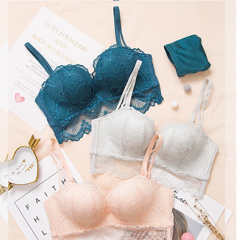 

Winter New Arrival Wireless Lace Push-Up Bra Comfortable Adjustable Underwear Set Womens Lingerie