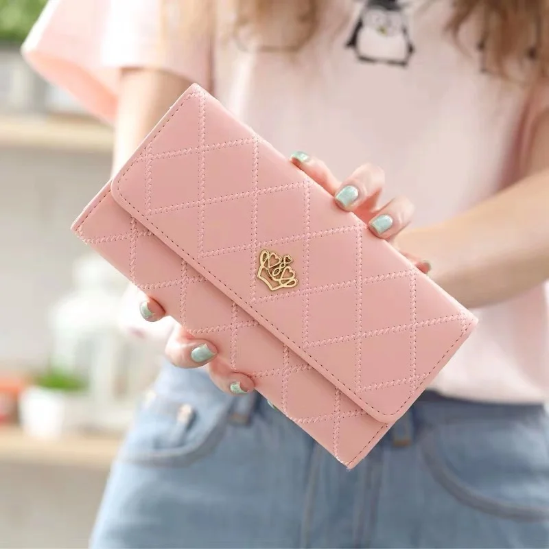 Женские кошельки в клетку Длинный кошелек из искусственной кожи сумка для