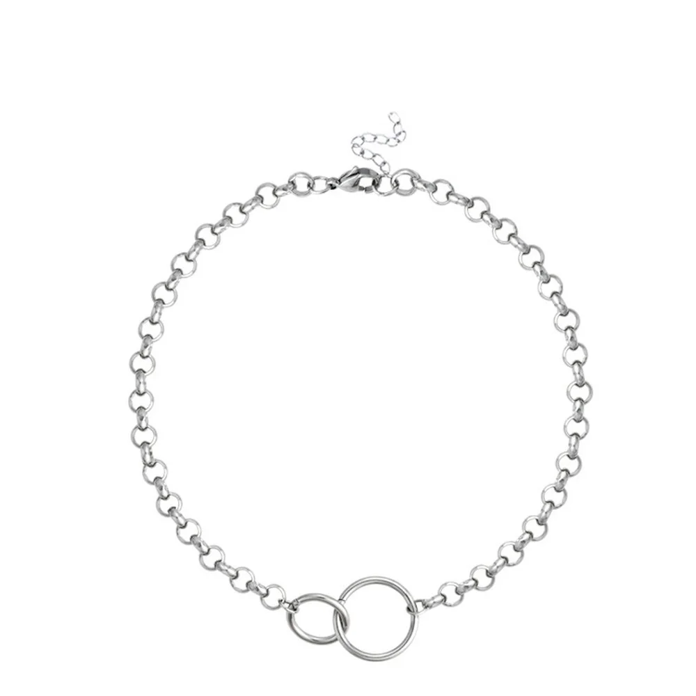 

Korean Hip-hop Jewelry Chain Necklace For Women 2021 Trend Personality Adjustable Circle Necklace Chain Grunge Jewelry Wholesale