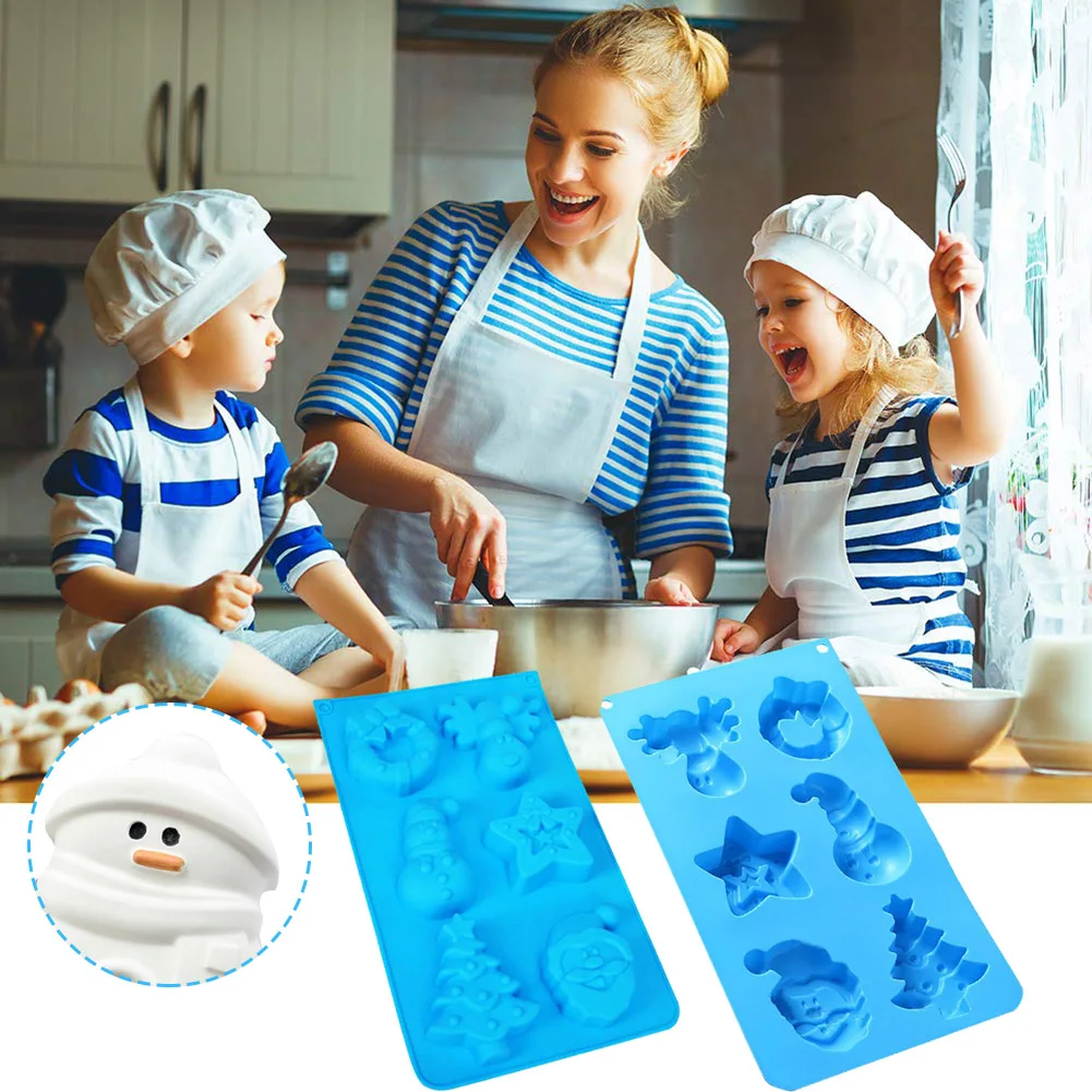 Food Grade Silicone Baking Molds 6 Slots Christmas Theme Candy Chocolate Cake Making Non-stick Mold |
