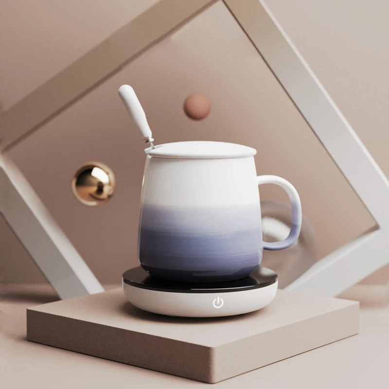 

16W Cup Heater Mug Warmer Heated Mug Coasters Smart Thermostatic Heating Coaster Mat Hot Plate for Coffee Milk Tea Warmer Pad