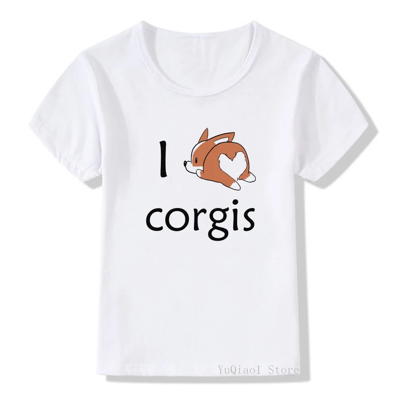 

I love Corgis dog animal printed kids clothes funny graphic t shirt girls/boys harakuju kawaii summer style tops for girls/boys