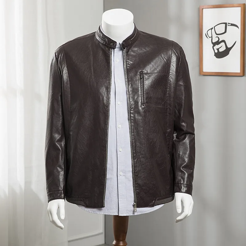 

8XL 6XL 5XL 4X мужская кожаная куртка из натуральной овечьей козьей кожи, брендовая Черная мужская куртка-бомбер, мотоциклетная Байкерская мужск...