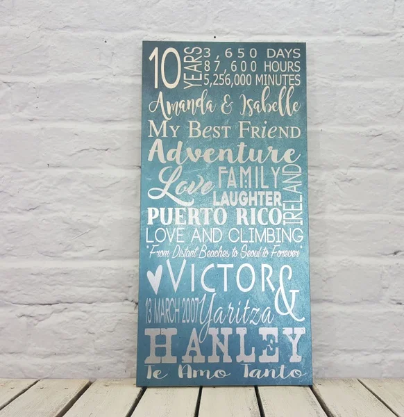 

Vintage Style Tin Metal Sign 10 Year Anniversary Gift for Husband