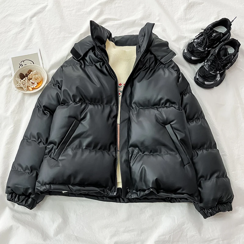 

Women's Winter Padded Clothes Thickening Jacket 2021 New Fashion Korean Short Loose Hoolded Coat Female Casual Coats