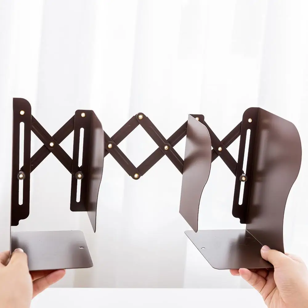 

Metal Retractable Bookends Support Stand Holder Shelf Adjustable Bookrack Organizer School Office Supplies