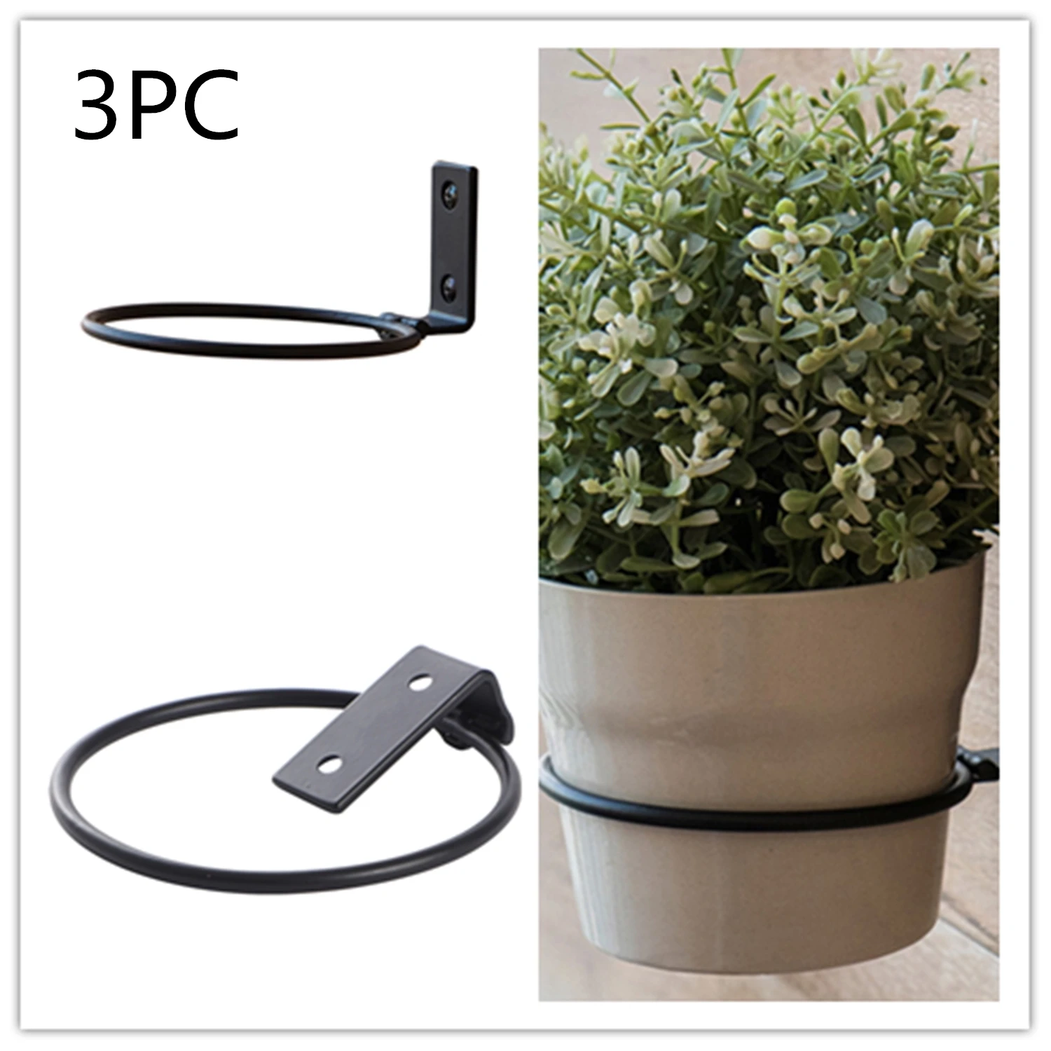 

3Pcs/set Wall Mounted Flower Pot Trays Folding Metal Pot Ring Holder Flower Planter Tray Stand Wall Bracket Balcony