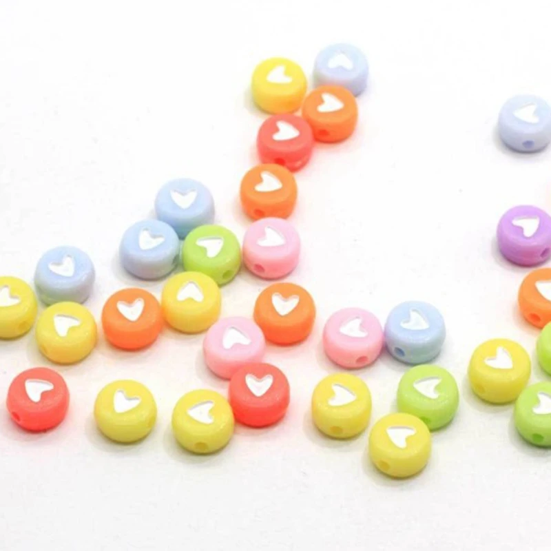 2800 шт. 7 мм акриловые бусины плоские круглые цветные сердца б/у браслет ручной