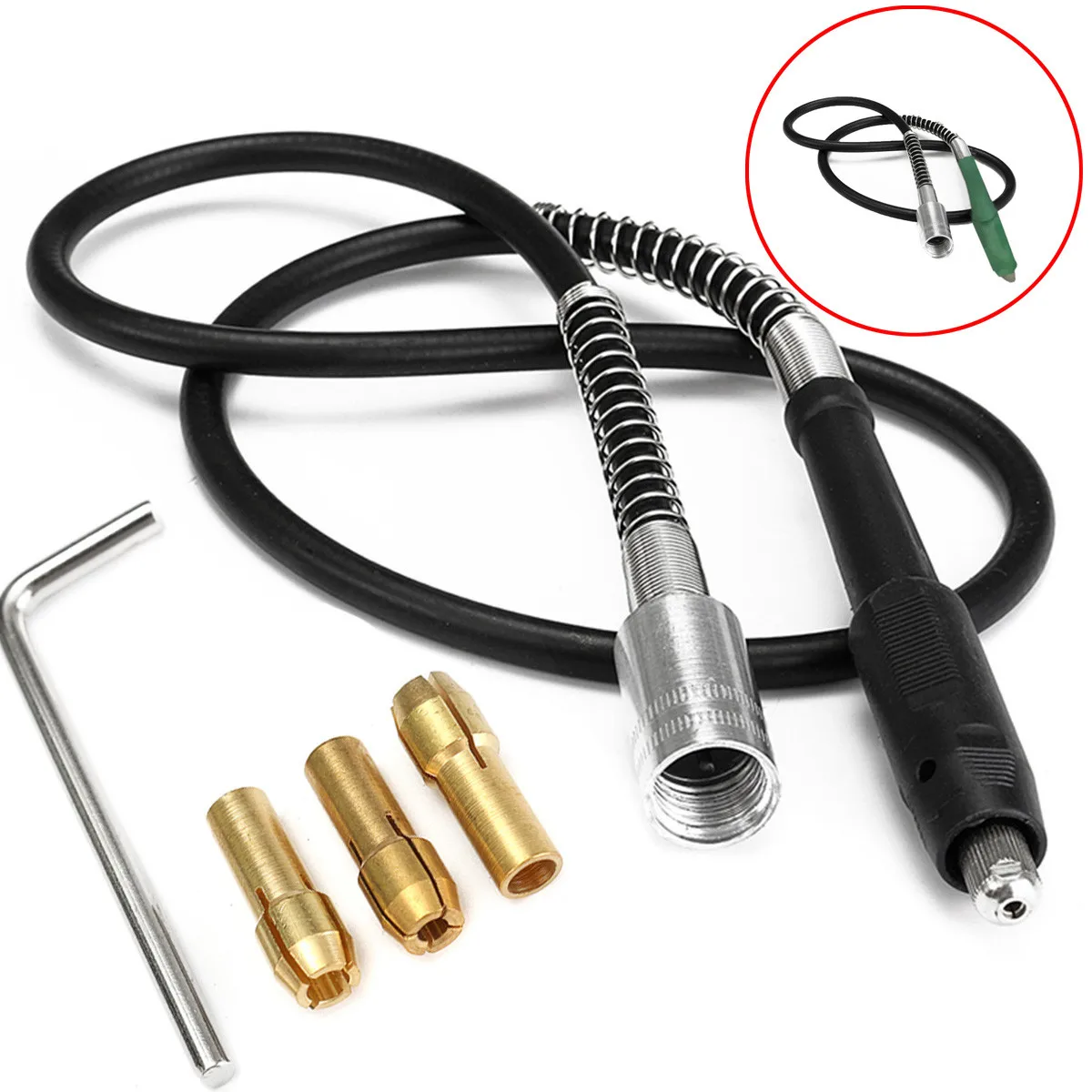 Enlarge Flexible Shaft+Sandwich+Wrench Electric Grinding Accessories Set Electric Flexible Shaft For Power Rotary Tools Accessories