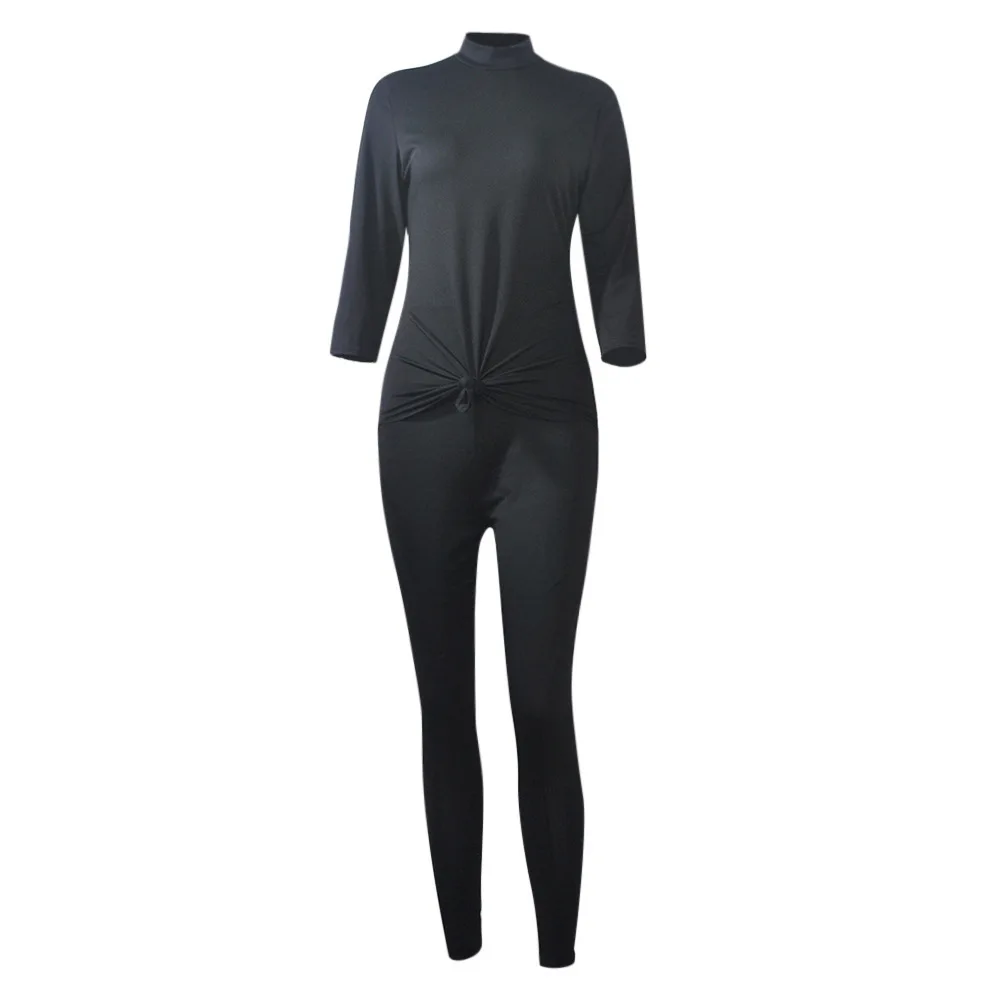 

Tracksuit Women Autumn Two Piece Sweatsuits High Necked Long Sleeve Long T-shirts and Skinny Pant Legging Elastic Hight Outfits