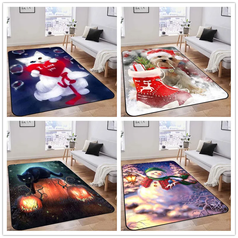 

Праздничный Рождественский коврик, коврик с рисунком животных, фотообои для гостиной, спальни, снеговика, дверной коврик, кошачий коврик дл...
