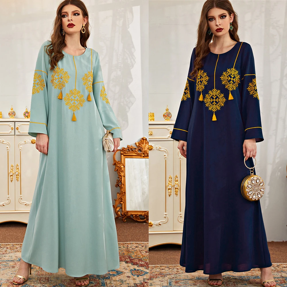 

Eid Ramadan Abaya Dubai Kaftan Muslim Women Dress Islamic Clothing Turkey Caftan Arab Robe Jilbab Ethnic Mubarak Djellaba Femme