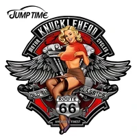 jumptime 13cm x12 1cm 3d sexy girl knucklehead motorcycles rt66 pin up girl waterproof car window bumper accessories car sticker