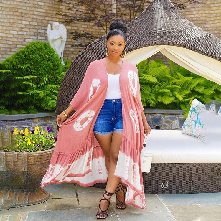 

ChocoMisty-LadyPlus Plus-size Outerwear Pattern Print Long Cloak P80278