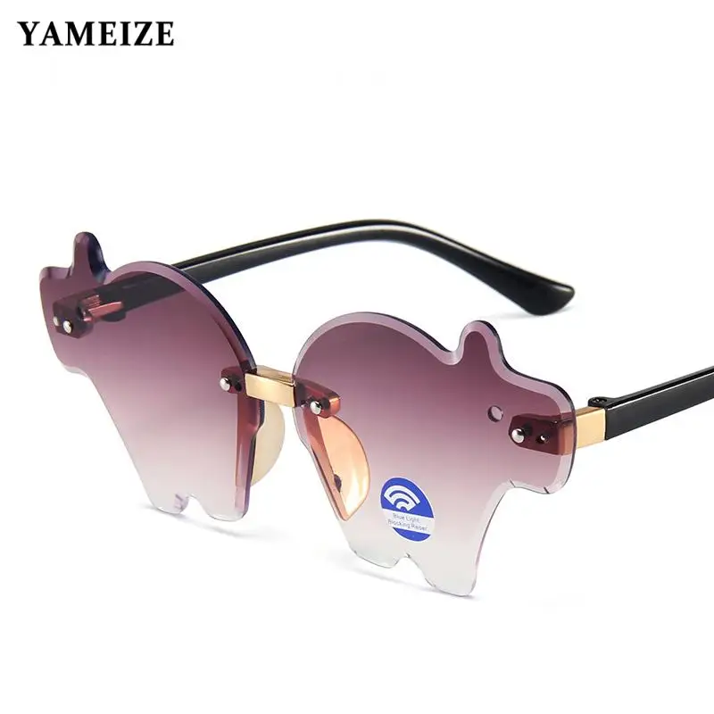 

New Sunglasses For Kids 2022 Cute Cows Cartoon Shape Sunglasses Boy Girls Vintage Colors Children Rimless Sun Glasses