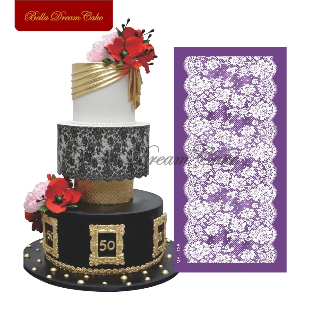 Цветок розы кружева дизайн сетки трафареты для торта помадка форма Sugarcraft