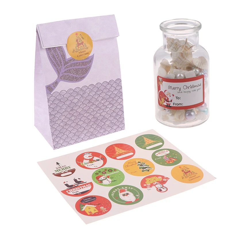 120 шт./лот новогодняя елка снеговик круглые самоклеящиеся уплотнительные