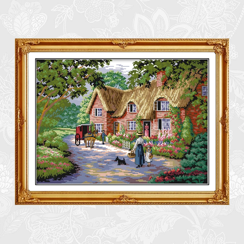 

Life in Countryside Cross Stitch kits 14ct Counted Printed Canvas 11ct Fabric Embroidery DIY Handmade Needlework Crafts