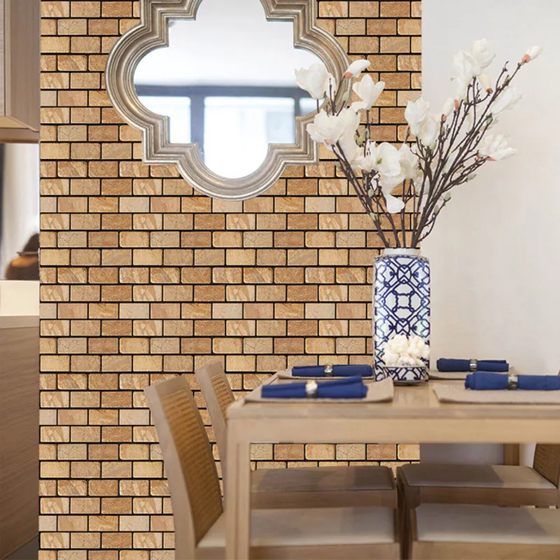 3D текстурированные кирпичные настенные Стикеры стерео пенопластовые обои