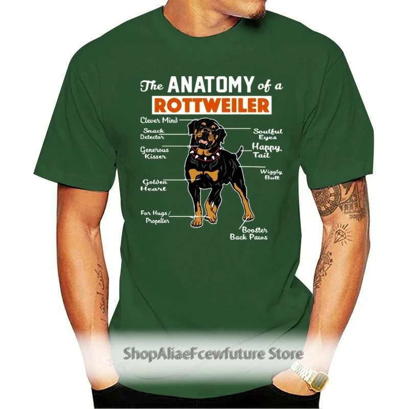 

The Anatomy Of A Rottweiler T Shirt Graphic Spring Create Tee Shirt Normal Round Neck Novelty Basic Shirt