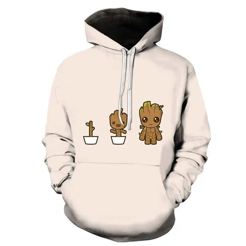 

Толстовка с капюшоном для мужчин и женщин, свитшот с 3D принтом из аниме фильма стражи Галактики Грут, Повседневная белая толстовка с капюшон...