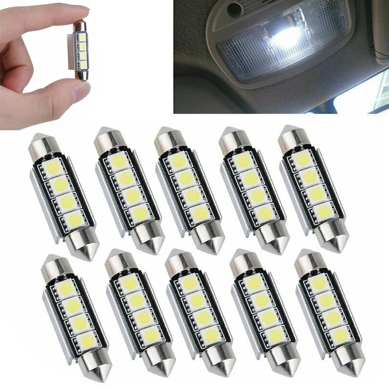 Mayitr 10 шт 12V 4 светодиодный фестон SMD Canbus 5050 холодный белый автомобильный