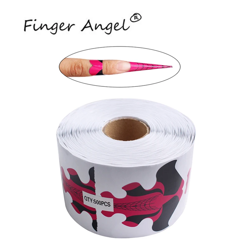 Finger Angel 100/500Pcs Red Goldfish French Nail Form Tips Acrylic UV Gel Extension Builder Sticker Art Guide Mold | Красота и