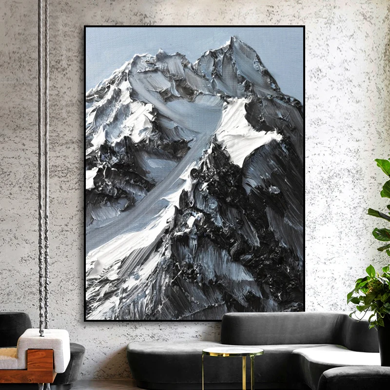 

Abstract Hand Painted Oil Painting Frameless On Canvas Snow Peaks Living Room Wall Decoration