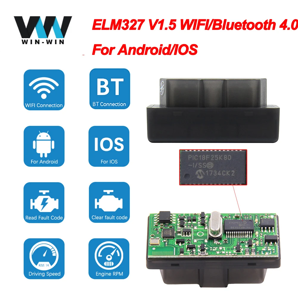ELM 327 V1.5 OBD2 Bluetooth 4,0 wifi сканер PIC18F25K80 для Android/IOS ELM327 V1.5 OBD OBD2 автомобильный диагностический автоматический сканер инструмент