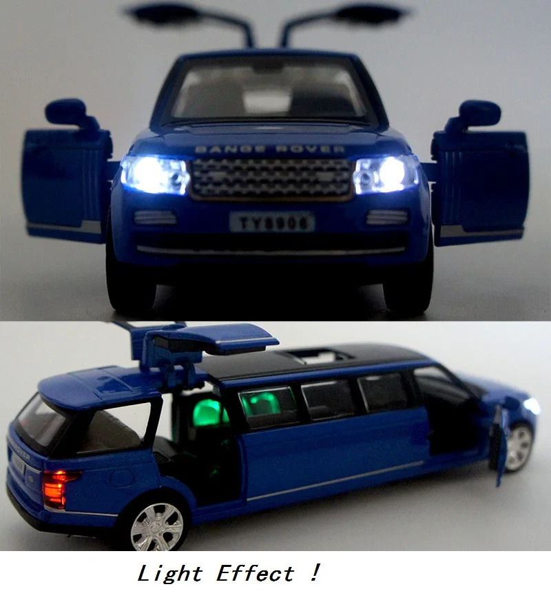 Модель 1/32 расширенного автомобиля # TY8906B литая синяя Игрушечная машина 4 двери