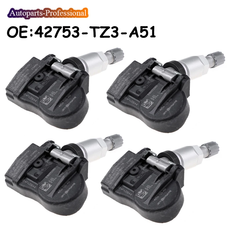 Датчик давления в шинах для Honda Acura TLX ILX RDX MDX 315 МГц 42753TZ3A51 42753-TZ3-A51 42753-TX4-A512-M1, 4 шт.