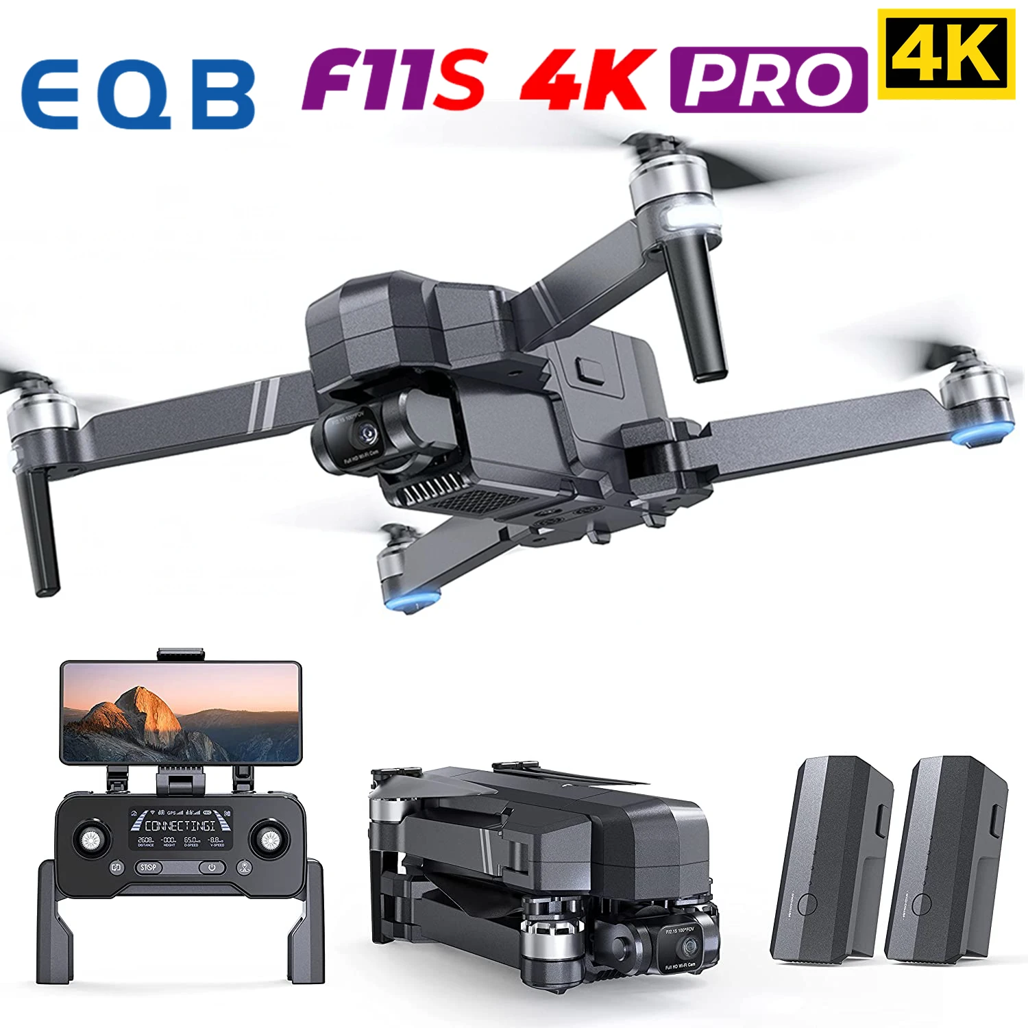 

F11S 4K PRO Профессиональный GPS Дрон с 2-осевой карданной камерой 4K, Дистанция управления 3 км, бесщеточный двигатель, семейная передача Wi-Fi FPV