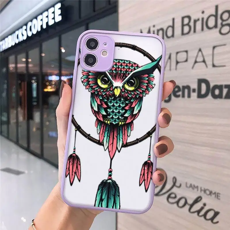 

Animal Owl art cool cute Phone Cases matte transparent For purple iPhone 7 8 x xs xr 11 12 pro plus max mini Clear Funda