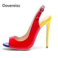 dovereiss fashion womens shoes summer new elegant red peep toe pumps sexy office lady party shoes 34 43