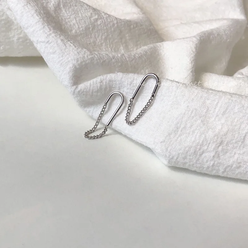 

Fashion Jewelry Metal Earrings Tassel Chain Stud Geometry Silvery Plating Hot Selling Drop Earrings Party Gifts