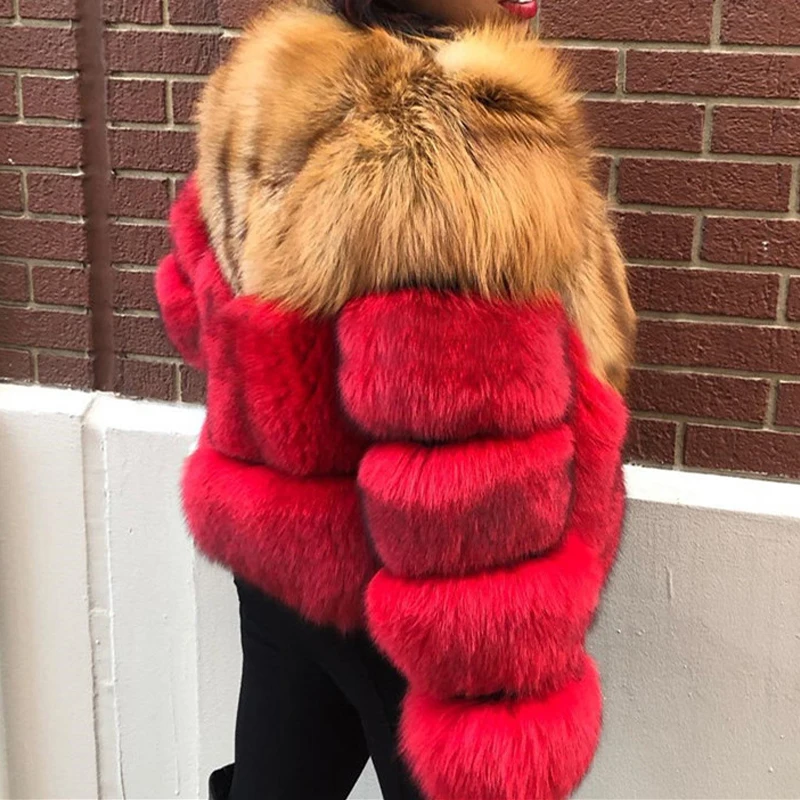 Natural Red Fox Fur Jacket Short Fashion Women Real Fox Fur Coats Winter Outwear Luxury Genuine Leather Fur Coat Woman Outwear enlarge