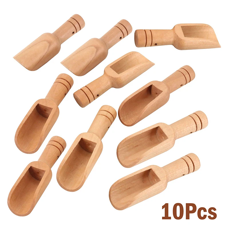 

10 PCS Mini Wooden Spoon Round HandleTeaspoon Small Salt Shovel Milk Powder Scoops Condiment Spoons Coffee Tea Sugar Spoon