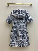 2021 new women fashion short sleeve hooded printed dress 0621