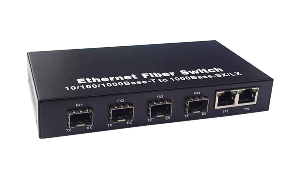 Гигабитный Ethernet коммутатор волоконно-оптический медиаконвертер 4 волокно sfp модуль порт 2 RJ45 10/100/1000 м UTP волоконный порт